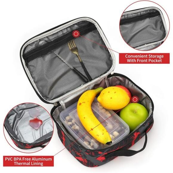 Insulated Lunch Bag Cooler Box Thermal Lunch Tote with Strap for Work School Pic - Picture 3 of 8